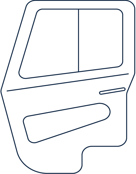 outline of custom aluminum cab doors