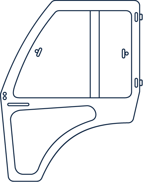 outline of custom metal cab doors