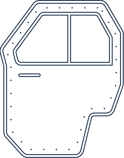 outline of custom polycarbonate cab doors